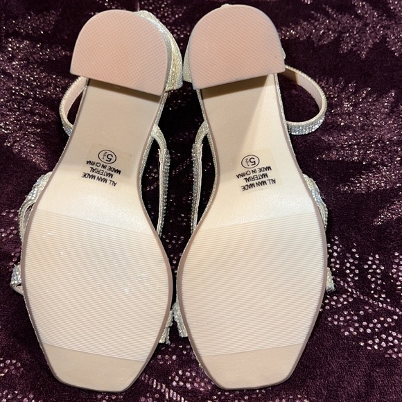 Polly Gold/Silver Rhinestone Prom Formal Party Club Chunky Block Heel Size.5 1/2 - Picture 8 of 9